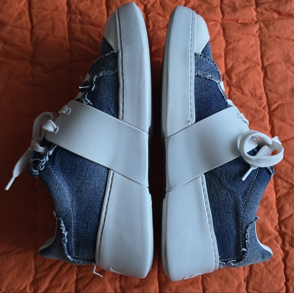 Roger Vivier Viv Crystal Buckle Skate Platform Sneakers Denim - Picture 4 of 7